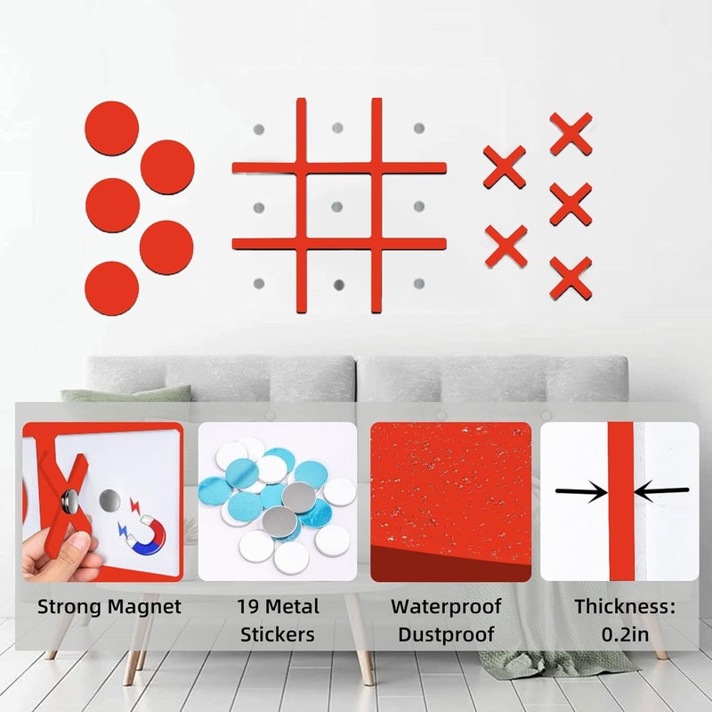DUOLIYBC Magnetic Tic Tac Toe Wall-Mount Game,Game Room Decor,Hallway Decor,Playroom Decor,Modern Wall Decals for Kids Room,Classroom&Offices(Orange) - Image 3